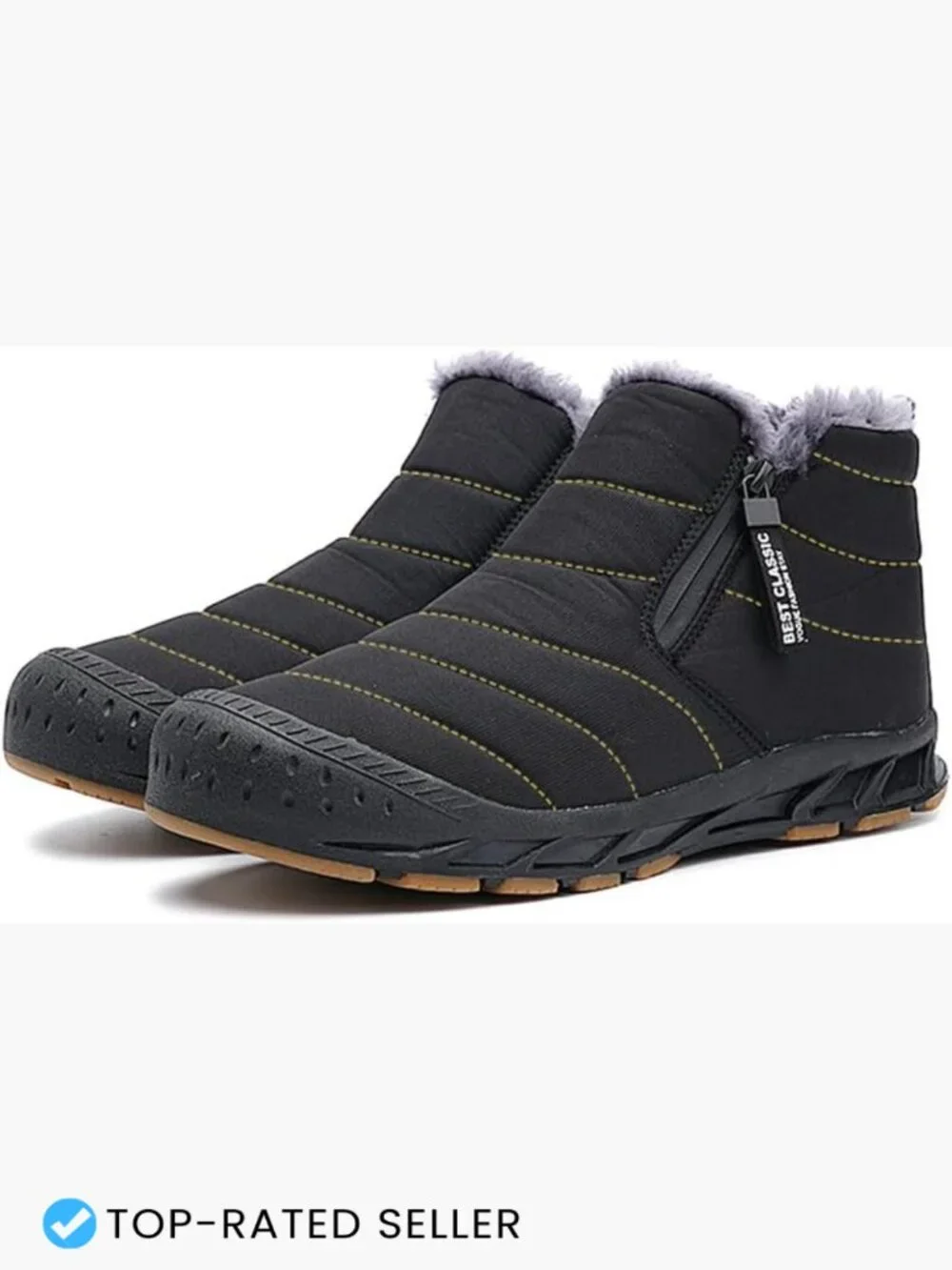 Men’s Snow Boots Water Resistant Non-slip Faux Fur Lined High Top Winter Shoes